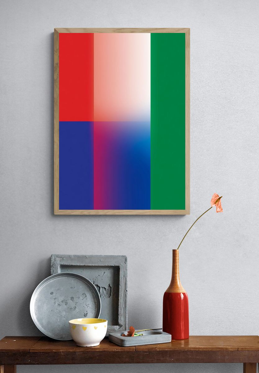 Color Block Gradient Abstract Poster. — room view 3