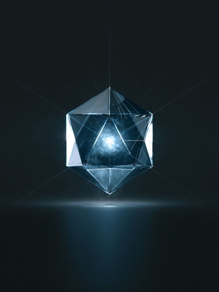 Glowing Crystal Geometric Poster. poster — abstract art