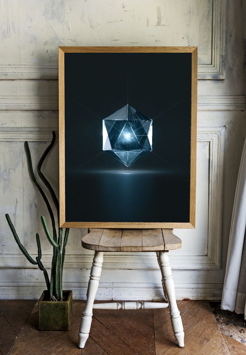 Glowing Crystal Geometric Poster. room preview