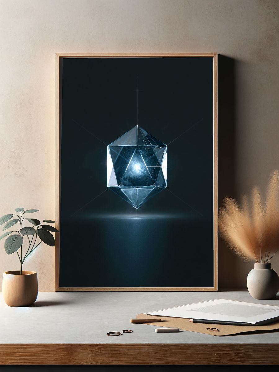 Glowing Crystal Geometric Poster. — room view 2