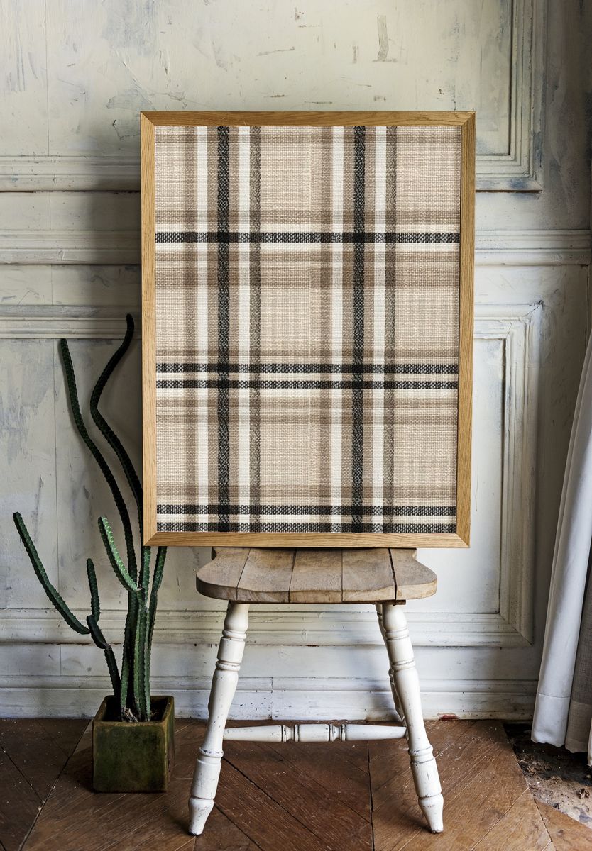 Beige Plaid Texture Print. — room view 1