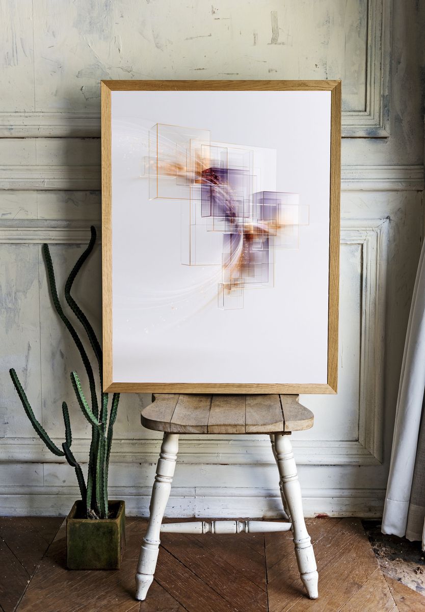 Geometric Light Flow Abstract Poster. — room view 1