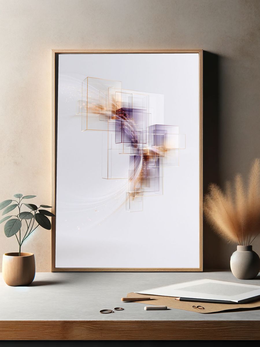 Geometric Light Flow Abstract Poster. — room view 2