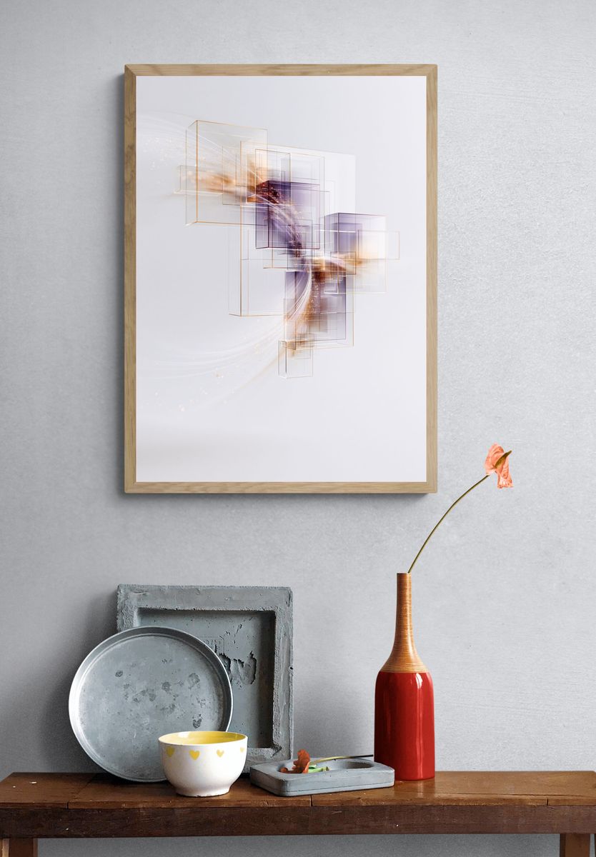 Geometric Light Flow Abstract Poster. — room view 3