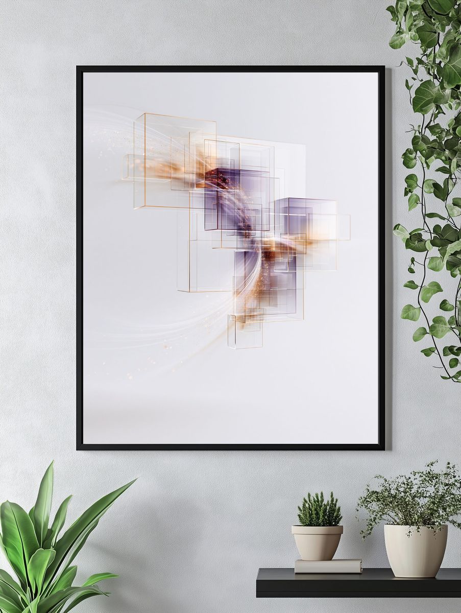 Geometric Light Flow Abstract Poster. — room view 4