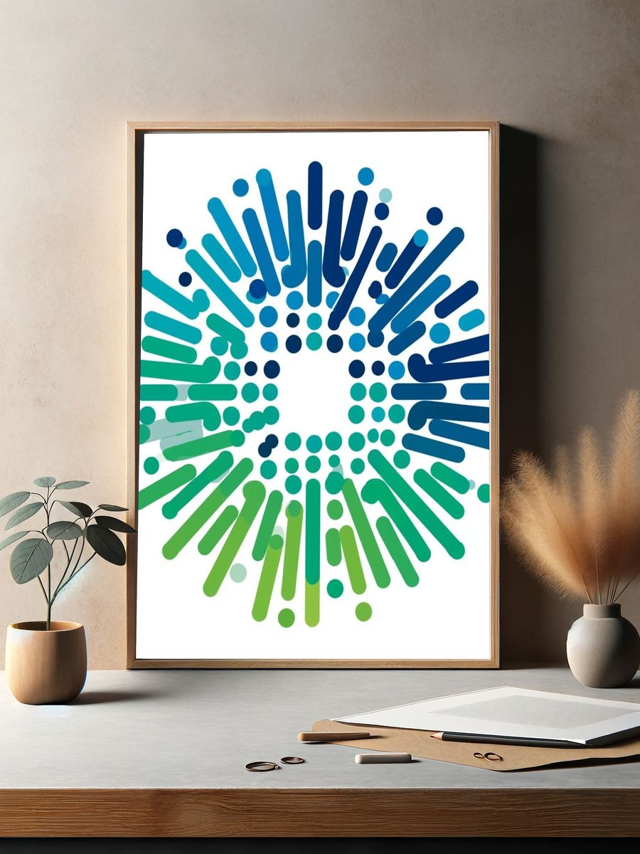 Blue Green Burst Abstract Poster. — room view 2