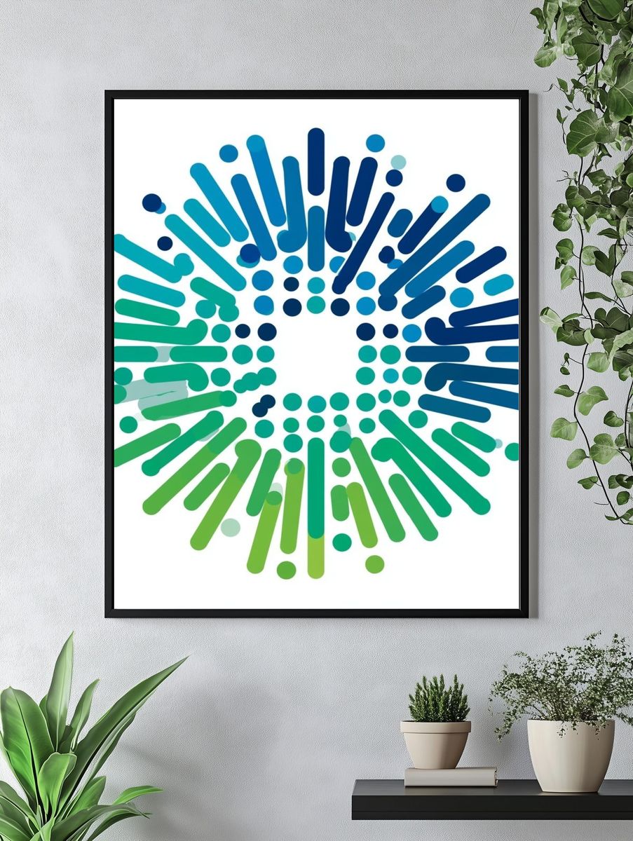 Blue Green Burst Abstract Poster. — room view 4