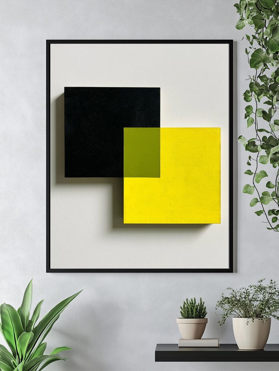 Black and Yellow Geometric Abstract Poster. — room view 4