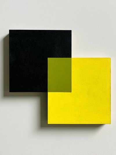 Black and Yellow Geometric Abstract Poster.