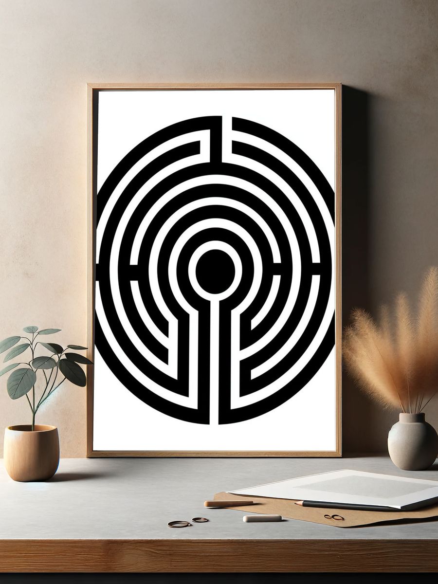 Circular Maze Minimalist Print. — room view 2
