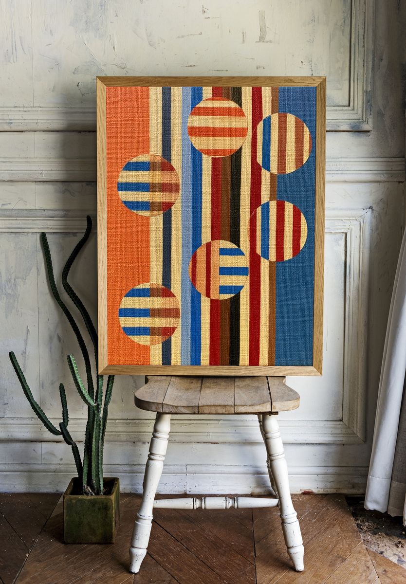 Retro Geometric Stripes Poster. room preview