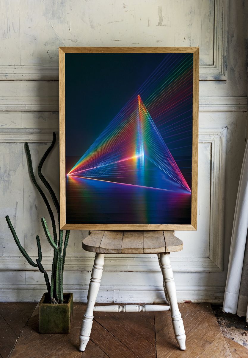 Neon Prism Geometry Poster. room preview