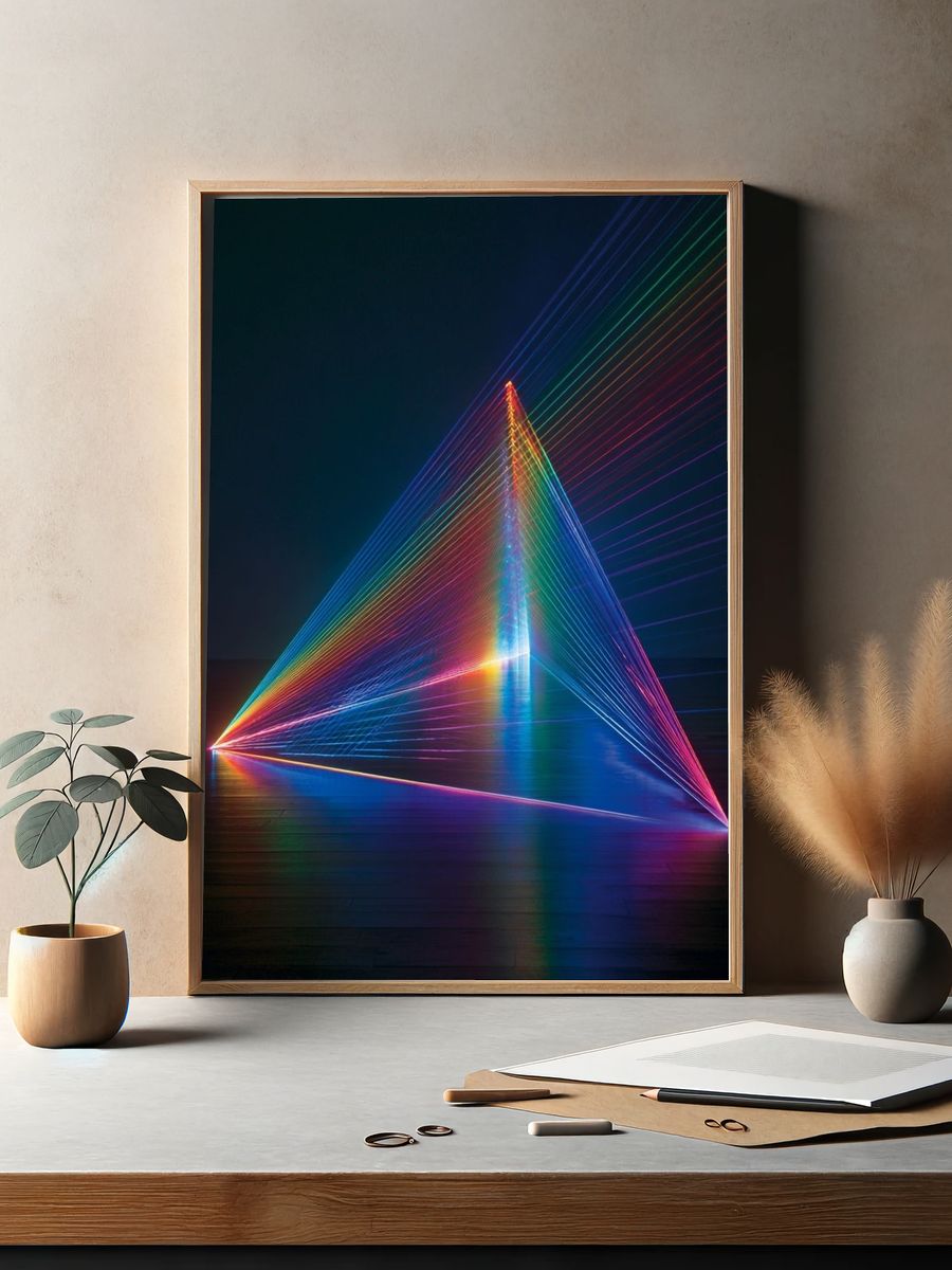 Neon Prism Geometry Poster. — room view 2