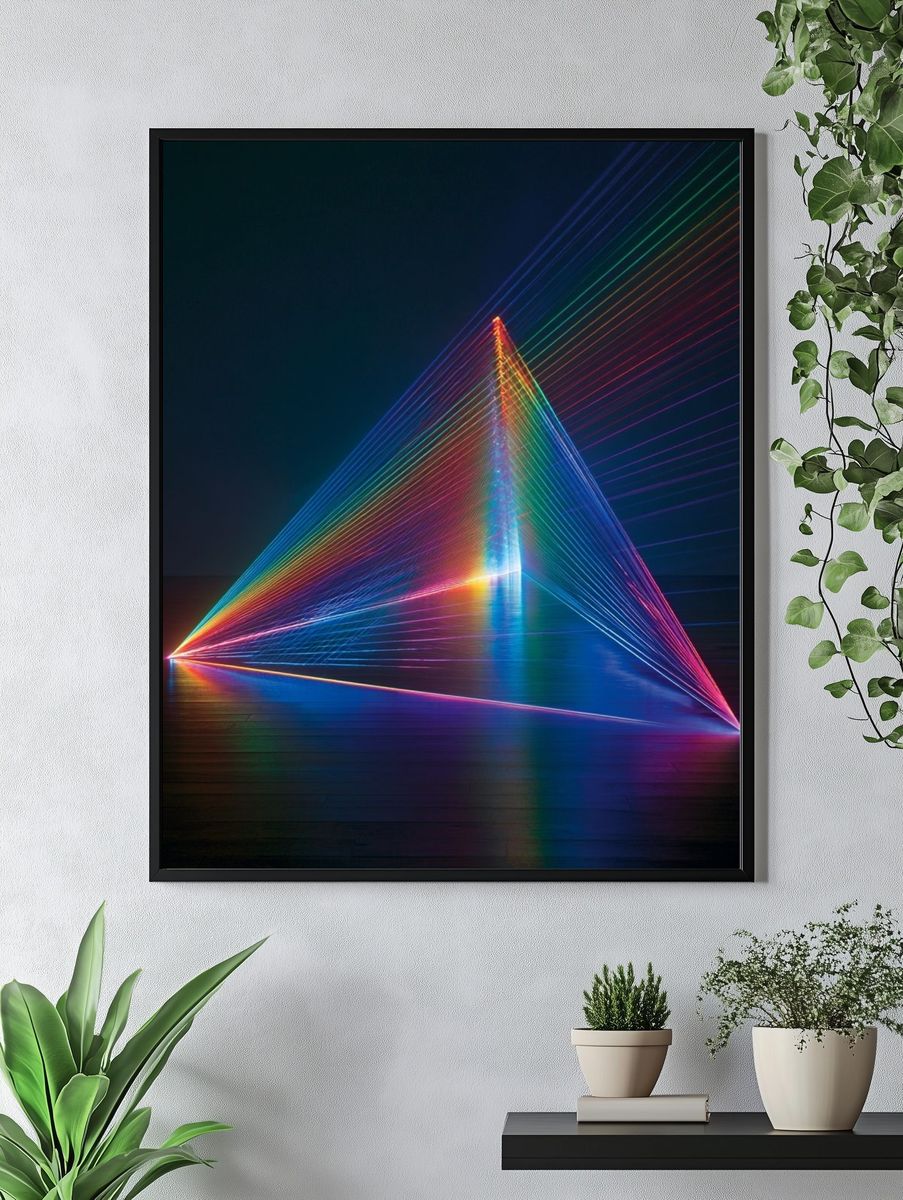 Neon Prism Geometry Poster. — room view 4