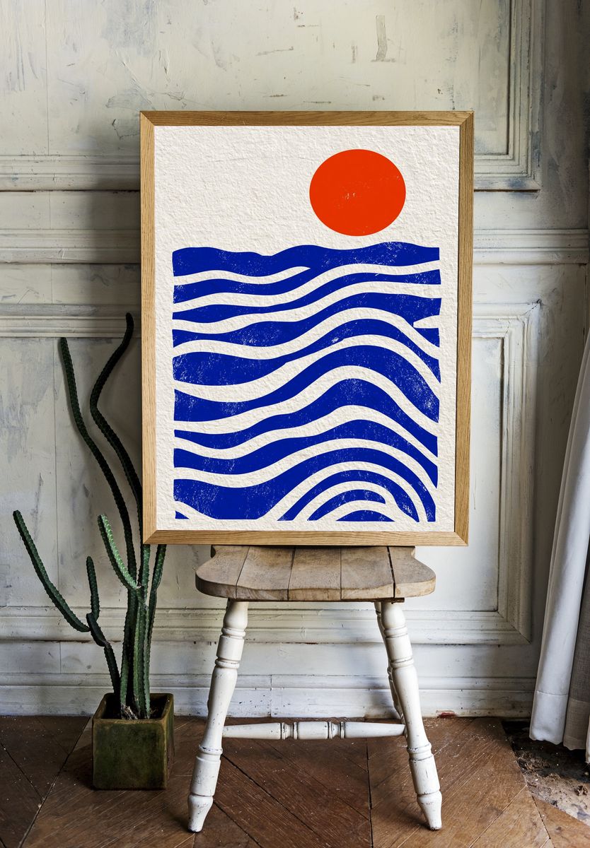 Sun and Waves Abstract Poster. room preview
