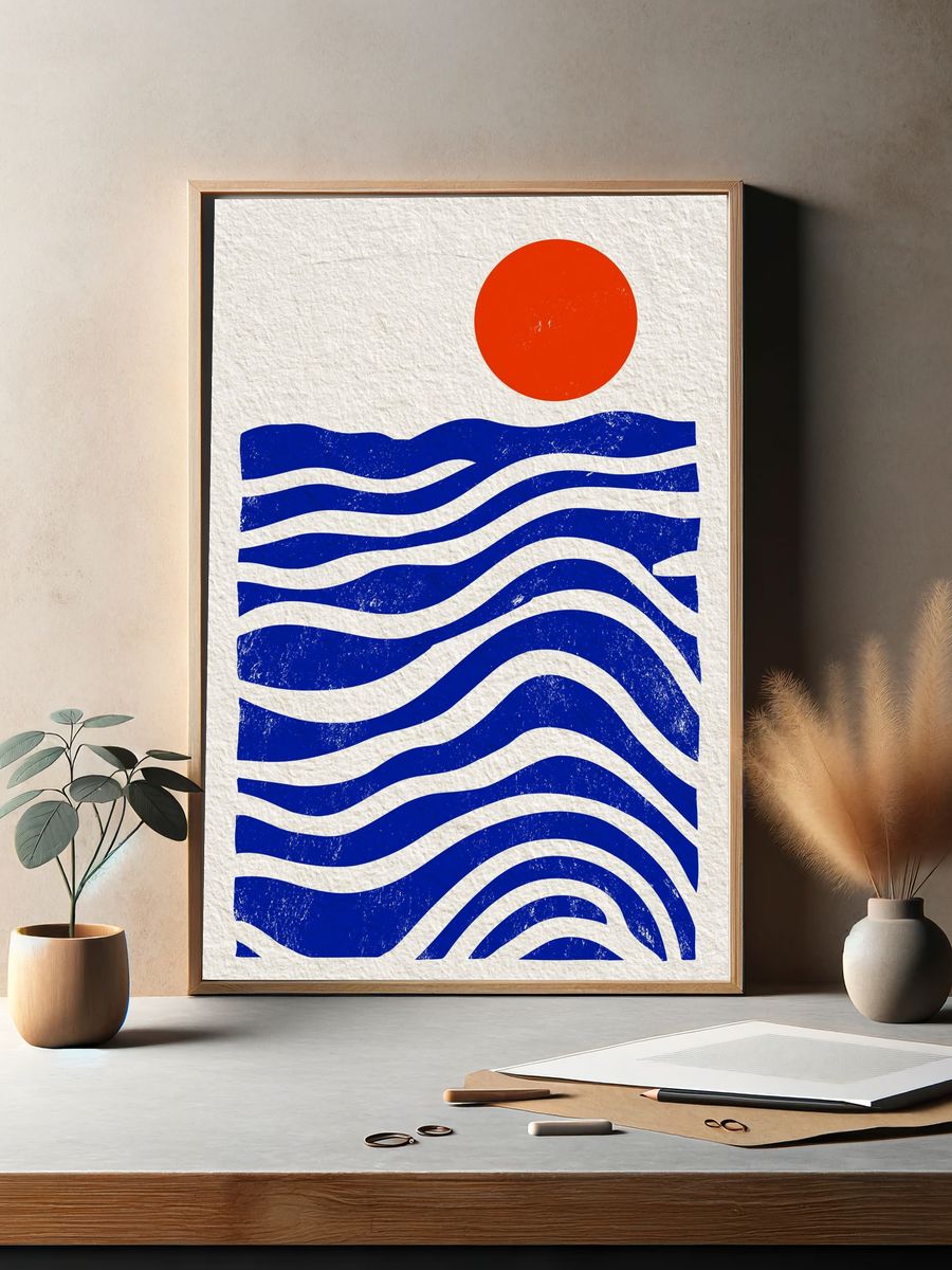 Sun and Waves Abstract Poster. — room view 2