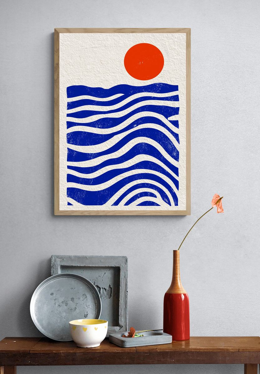 Sun and Waves Abstract Poster. — room view 3