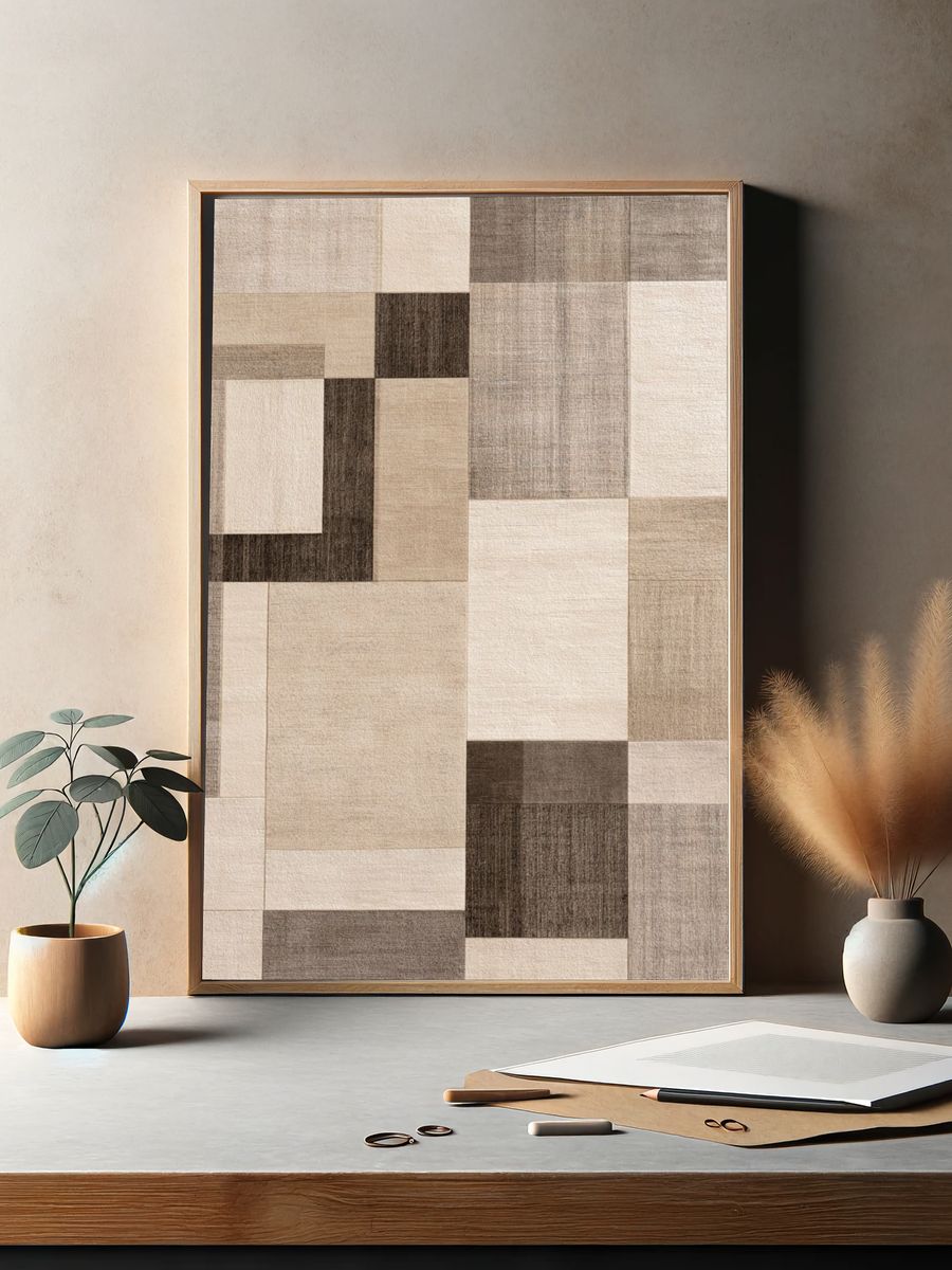 Neutral Geometric Abstract Poster. — room view 2