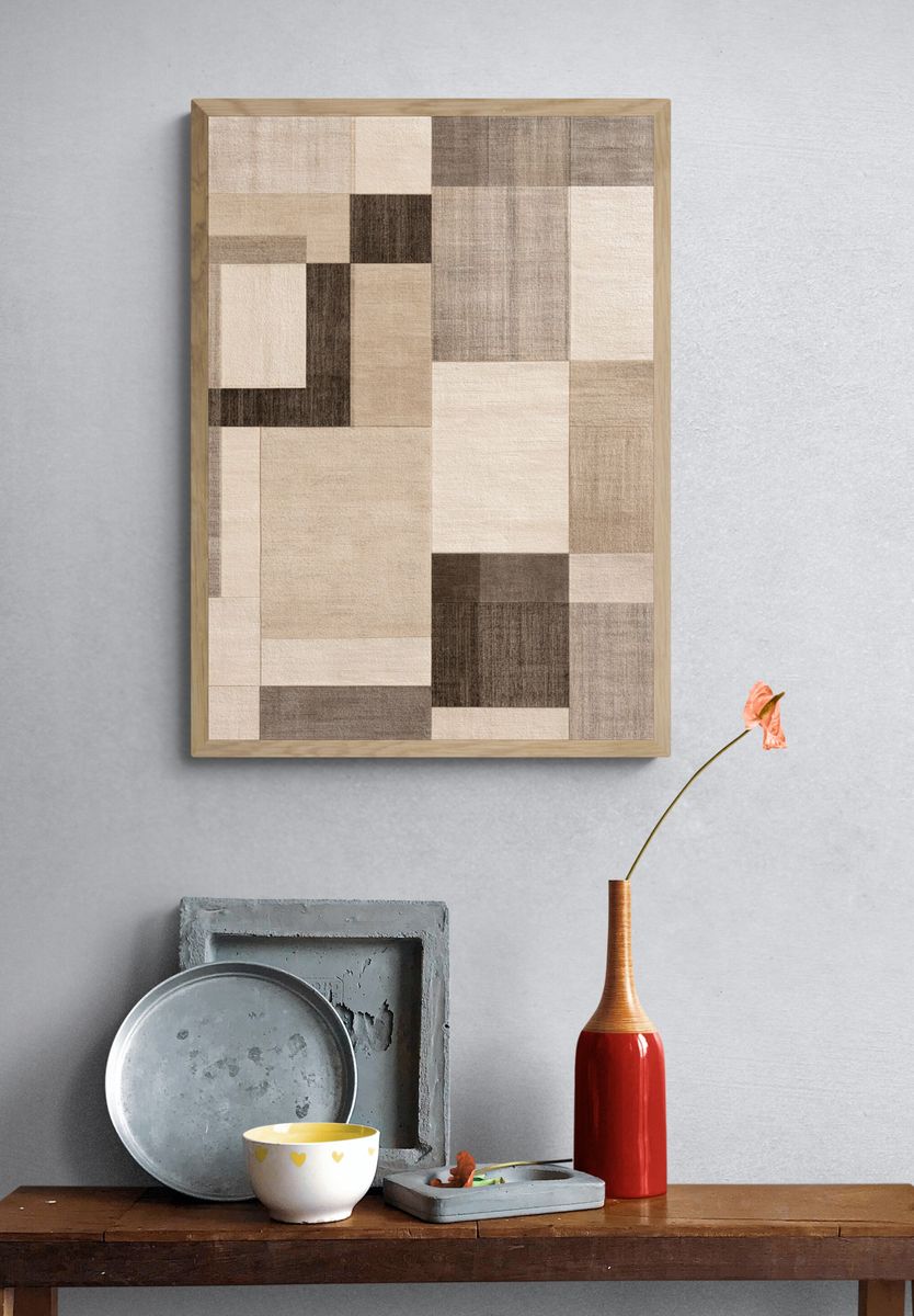 Neutral Geometric Abstract Poster. — room view 3