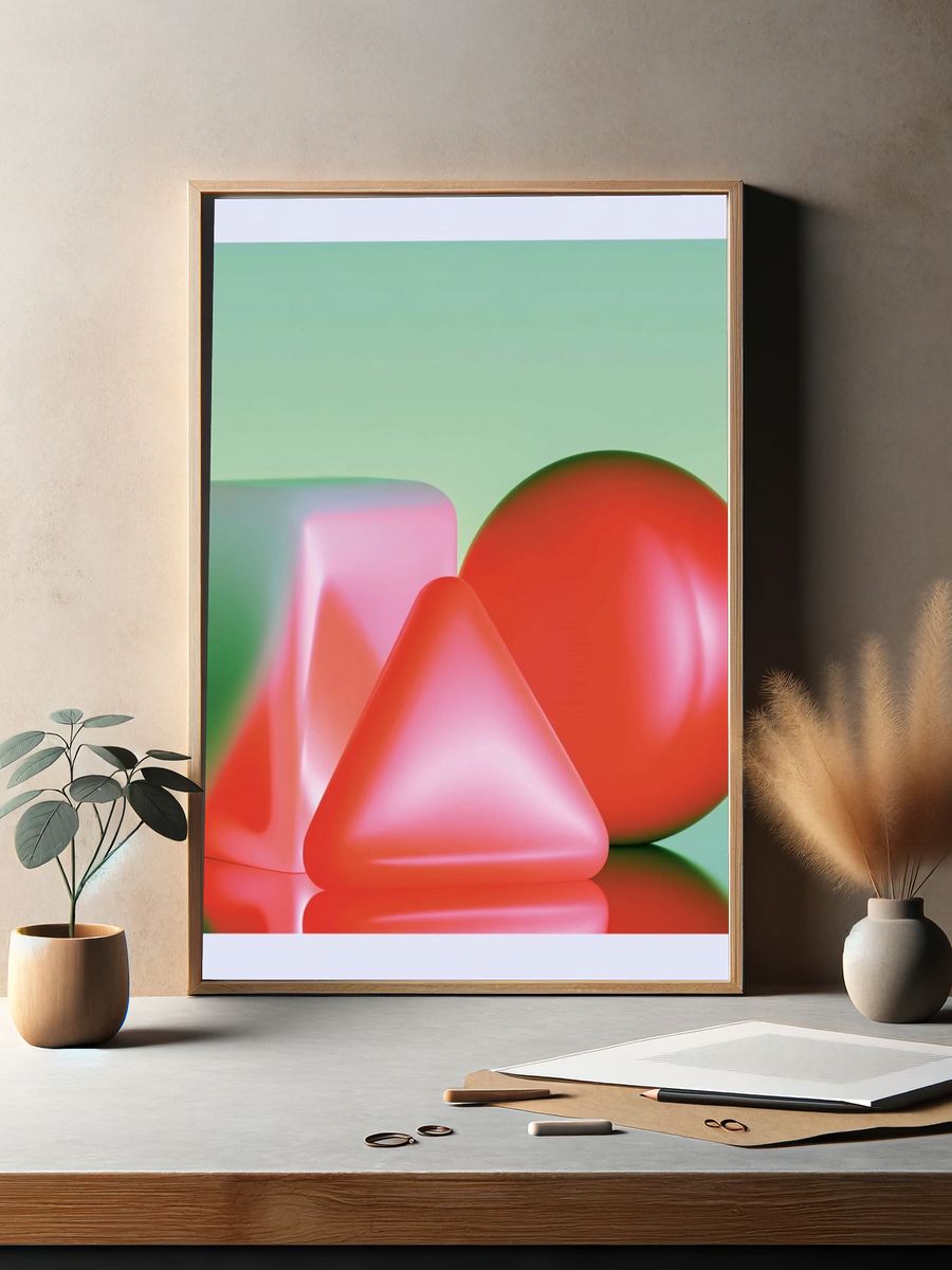 Pastel Geometric Abstract Poster. — room view 2