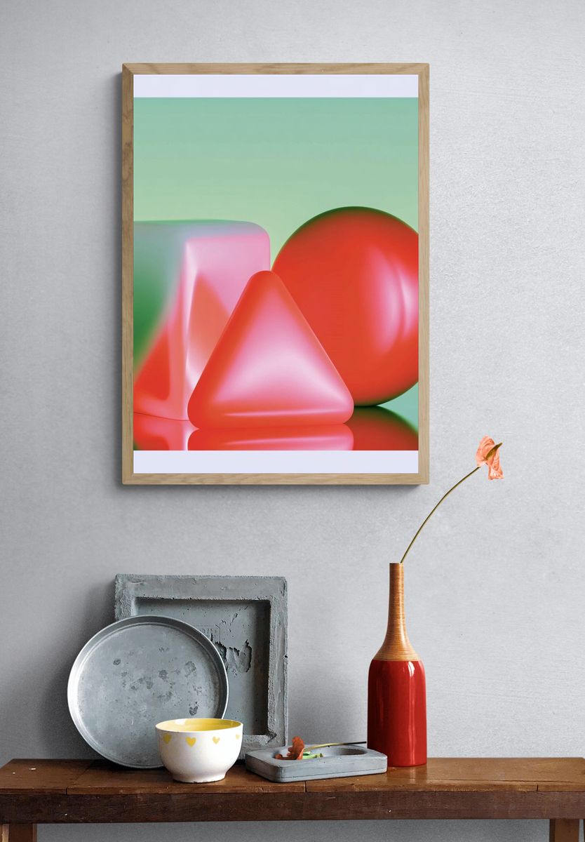 Pastel Geometric Abstract Poster. — room view 3
