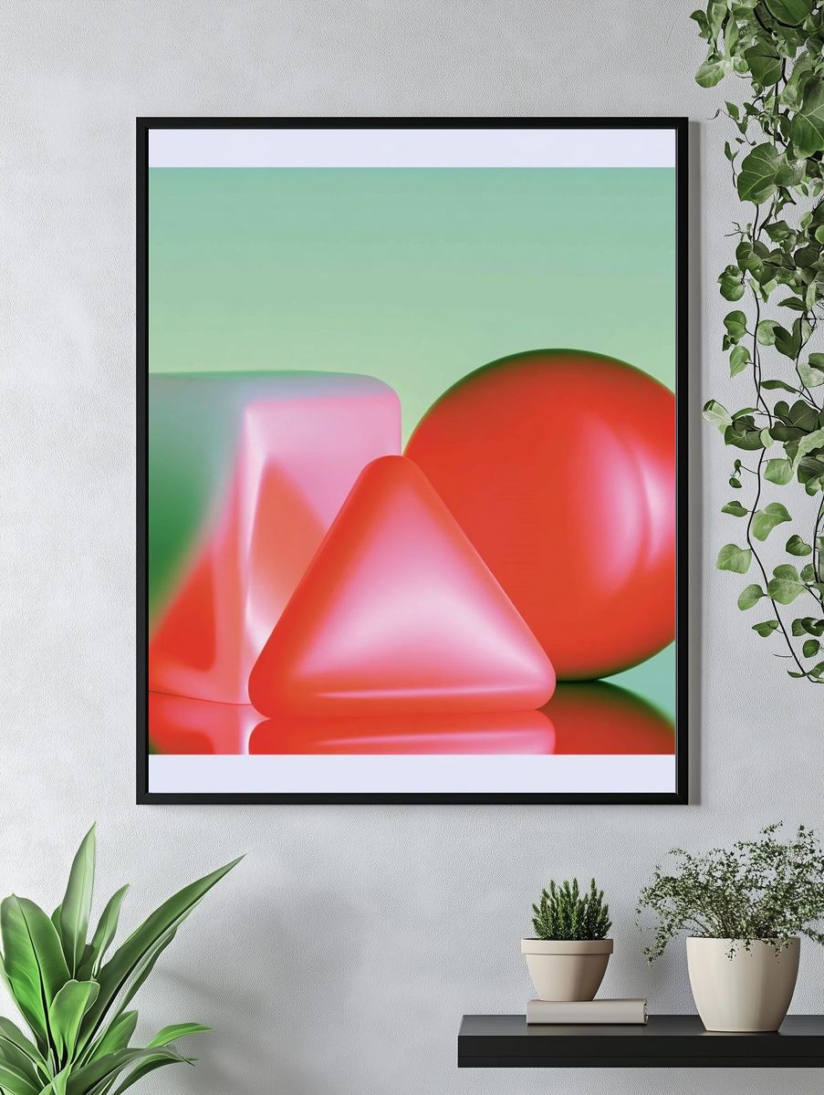 Pastel Geometric Abstract Poster. — room view 4