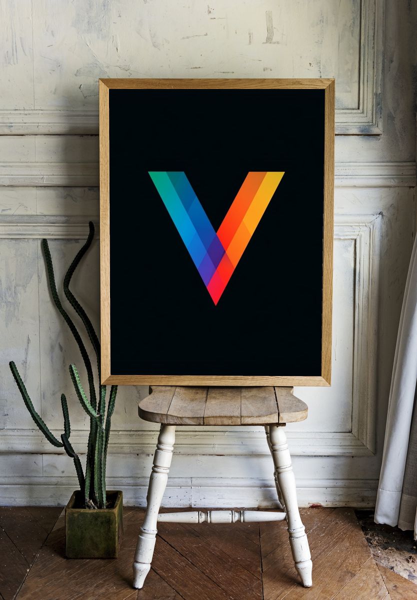 Geometric V Gradient Poster. room preview
