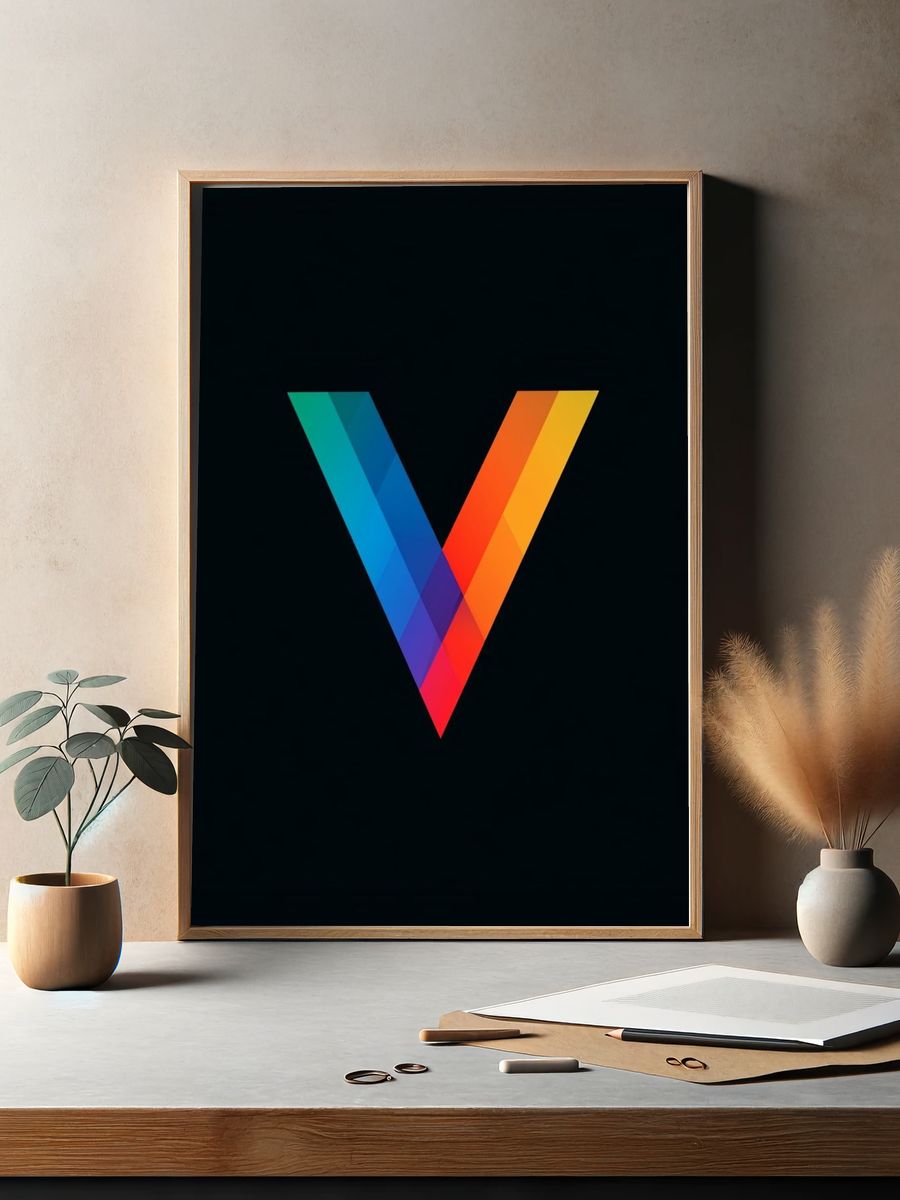 Geometric V Gradient Poster. — room view 2