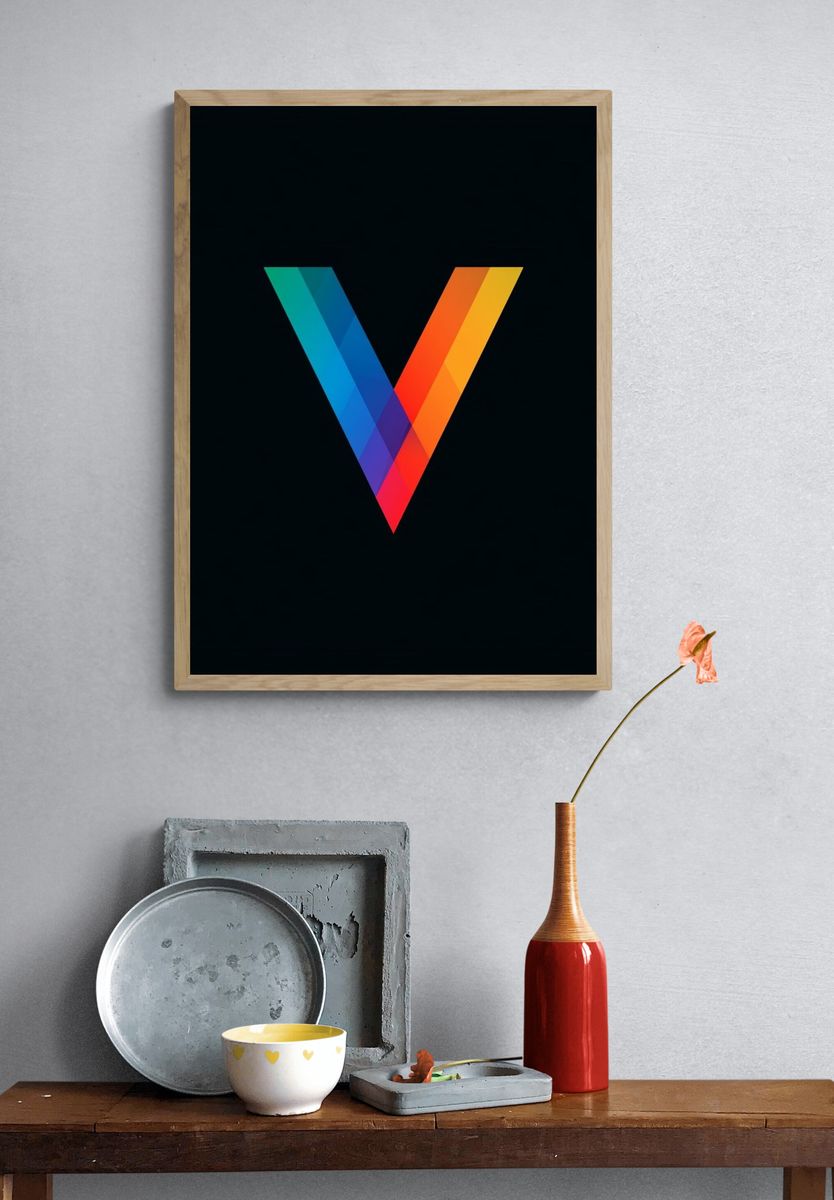 Geometric V Gradient Poster. — room view 3