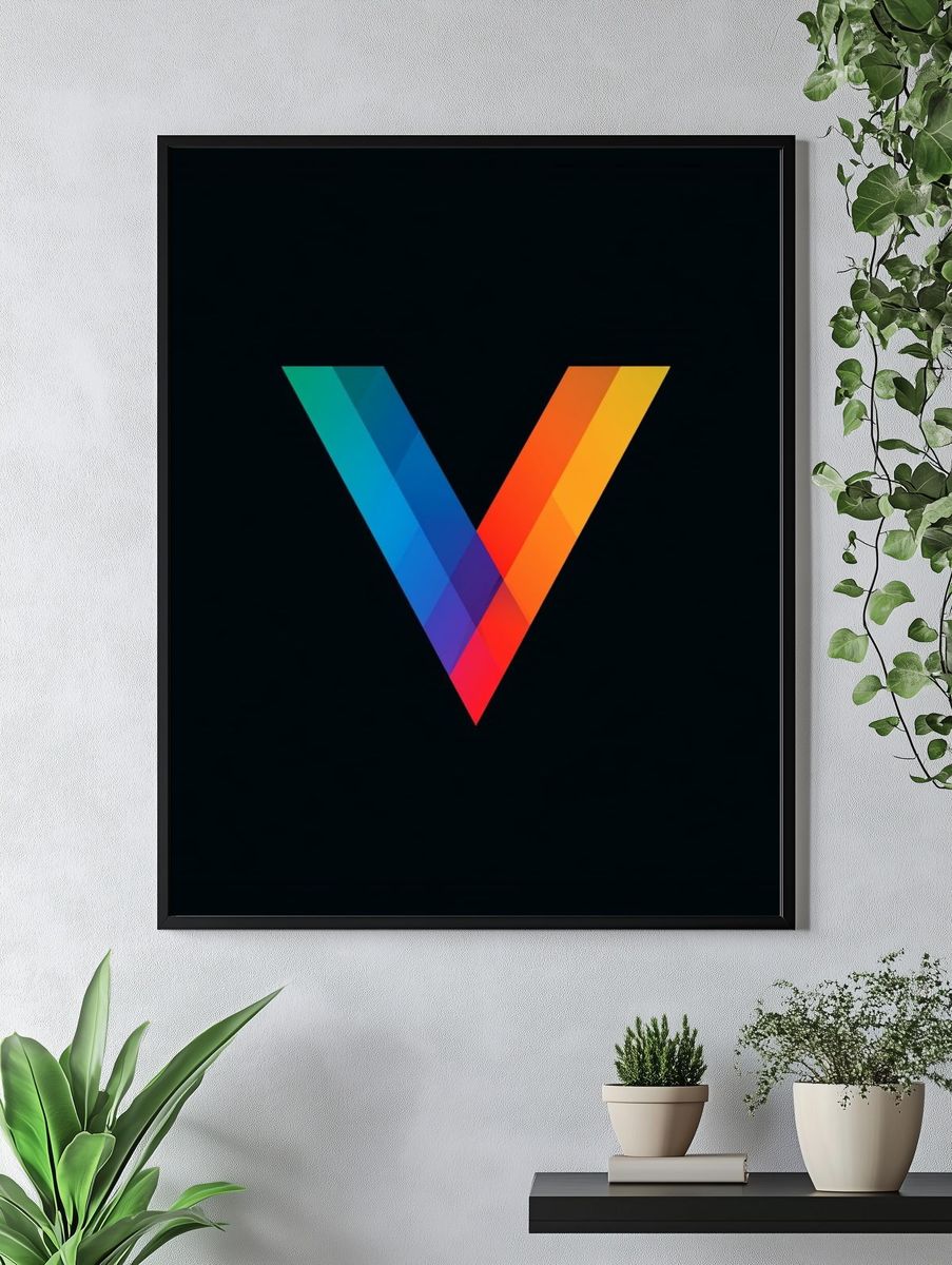 Geometric V Gradient Poster. — room view 4