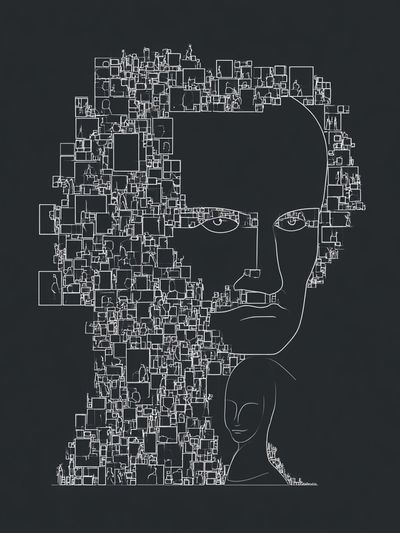 Abstract Face Line Art Poster. poster