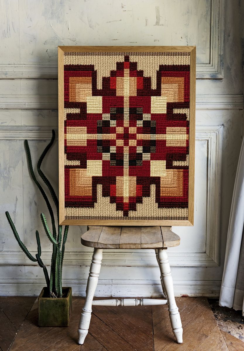 Geometric Woven Pattern Print. room preview