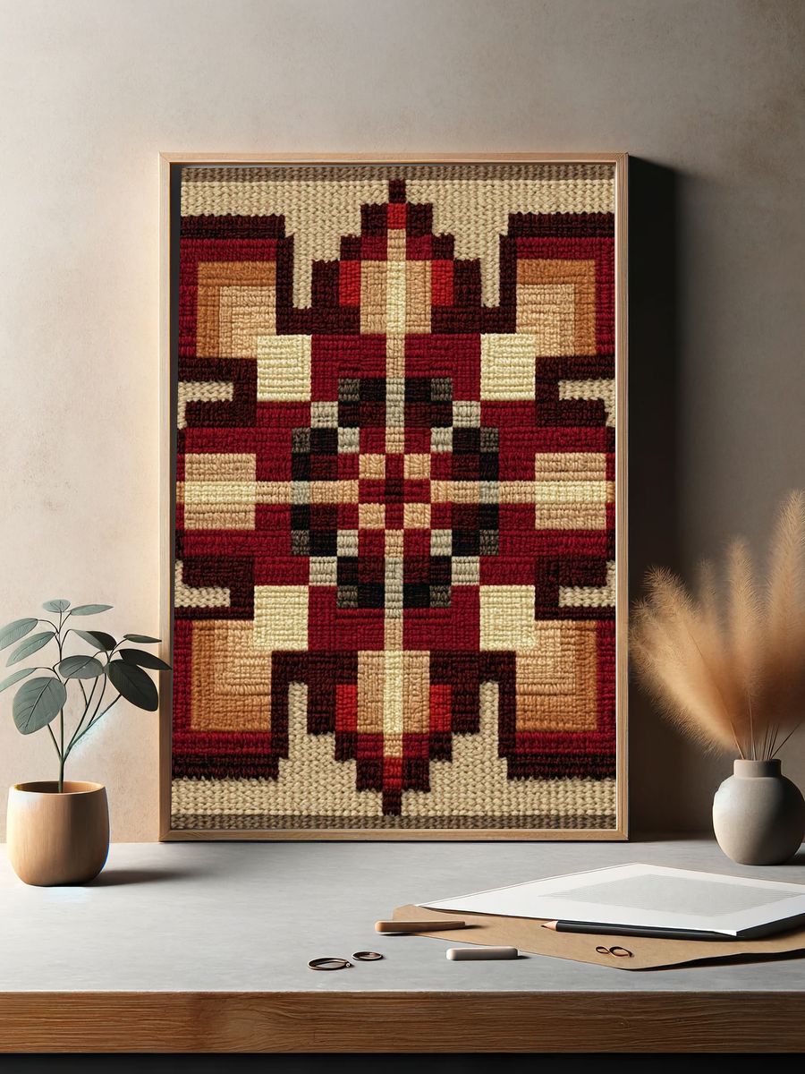 Geometric Woven Pattern Print. — room view 2