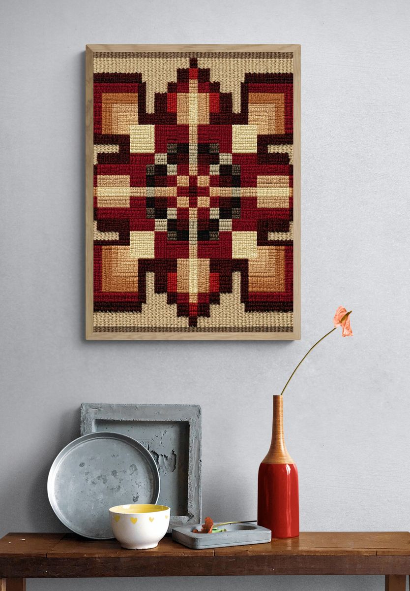 Geometric Woven Pattern Print. — room view 3