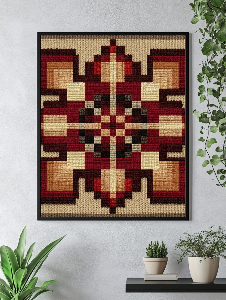 Geometric Woven Pattern Print. — room view 4