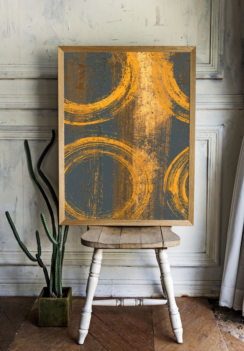 Golden Circles Abstract Poster. room preview