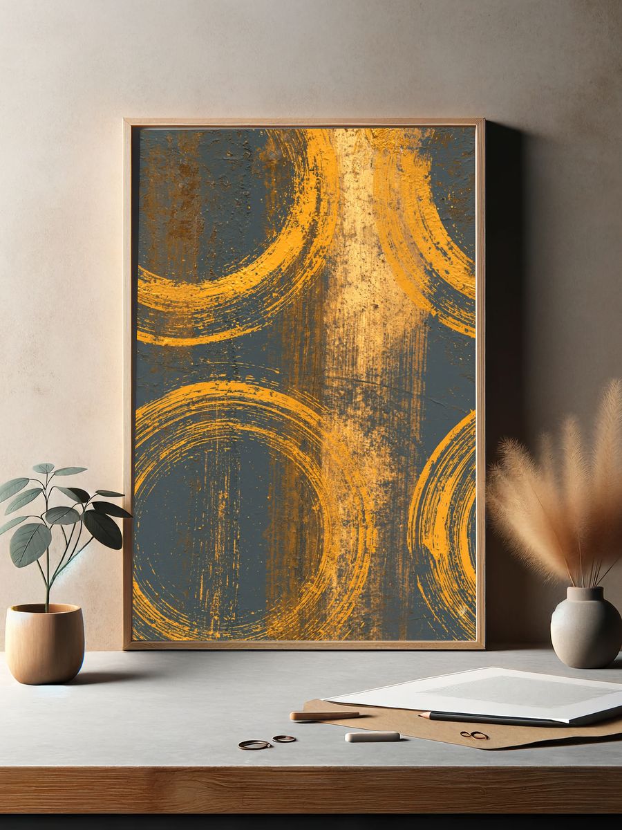 Golden Circles Abstract Poster. — room view 2