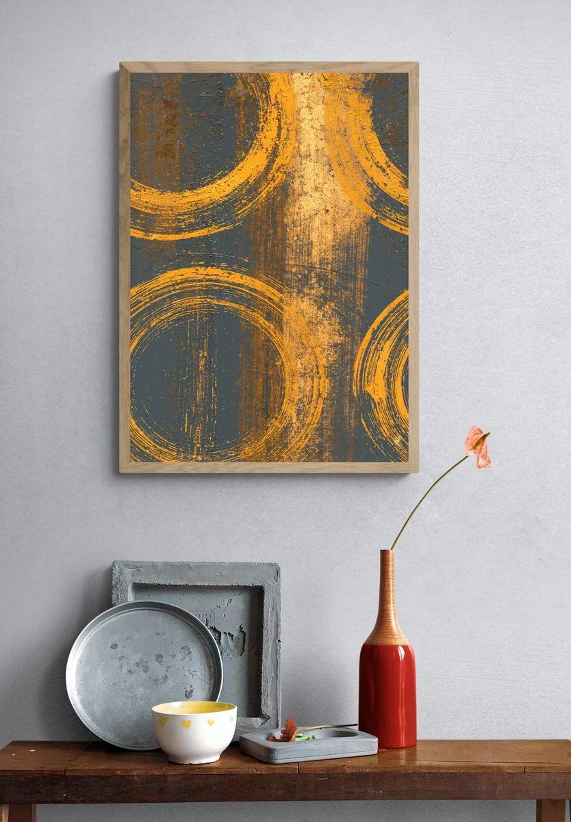 Golden Circles Abstract Poster. — room view 3
