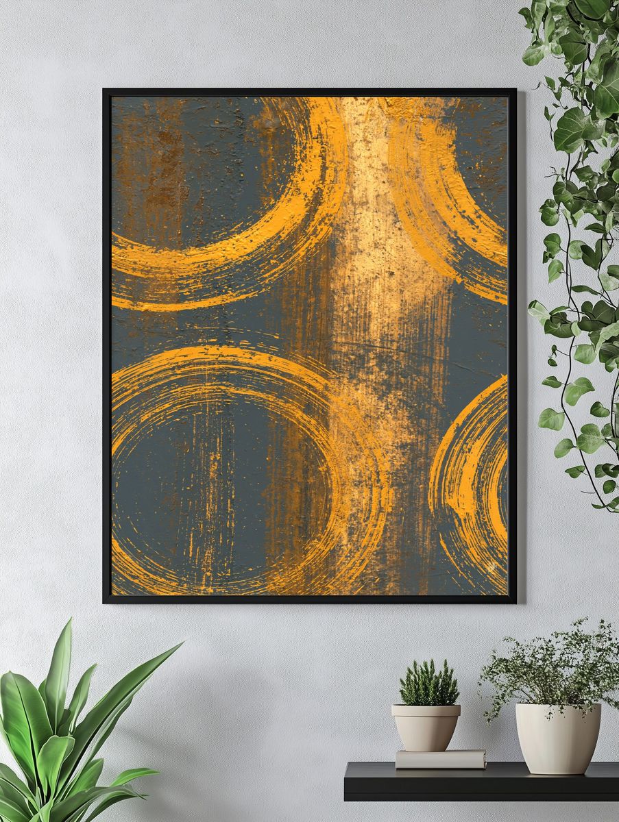 Golden Circles Abstract Poster. — room view 4