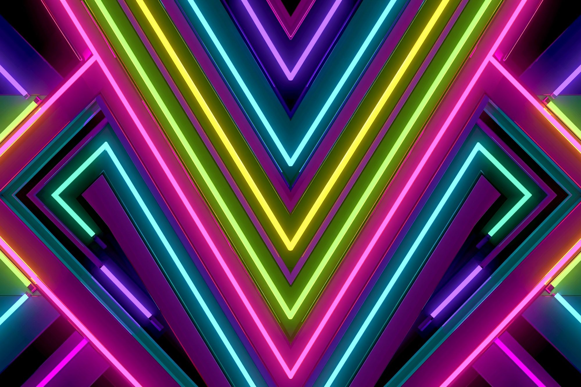Neon Vortex Geometric Poster. poster — abstract art