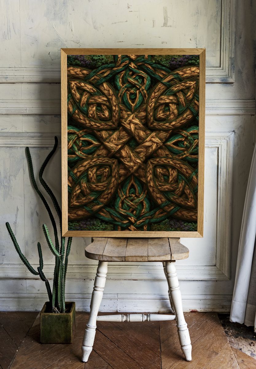 Knotwork Mandala Abstract Print. — room view 1