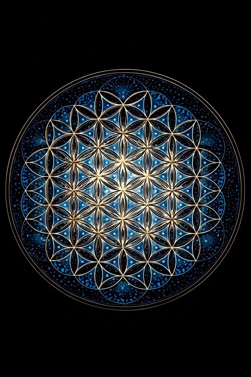 Blue Sacred Geometry Mandala Poster. poster — abstract art