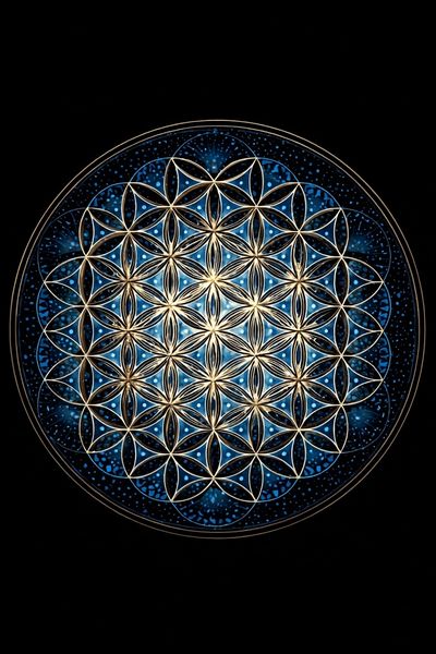 Blue Sacred Geometry Mandala Poster. poster