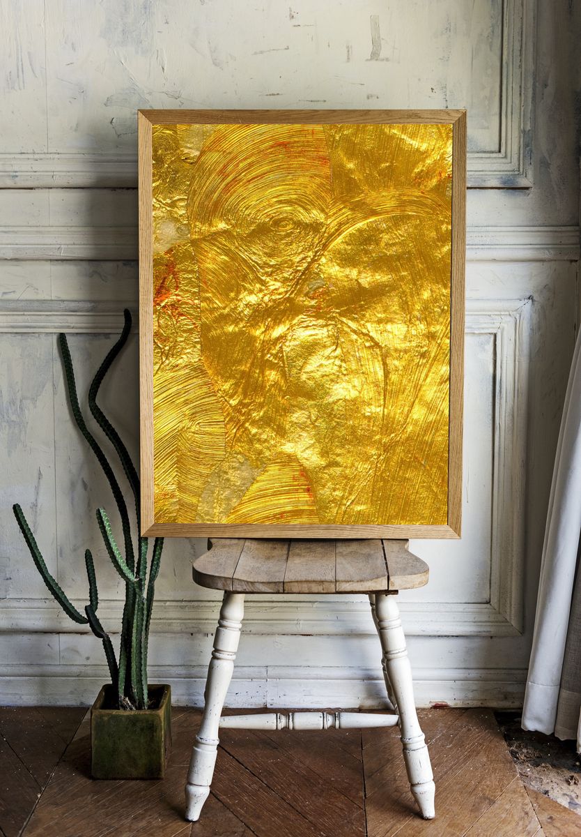 Golden Texture Abstract Poster. room preview