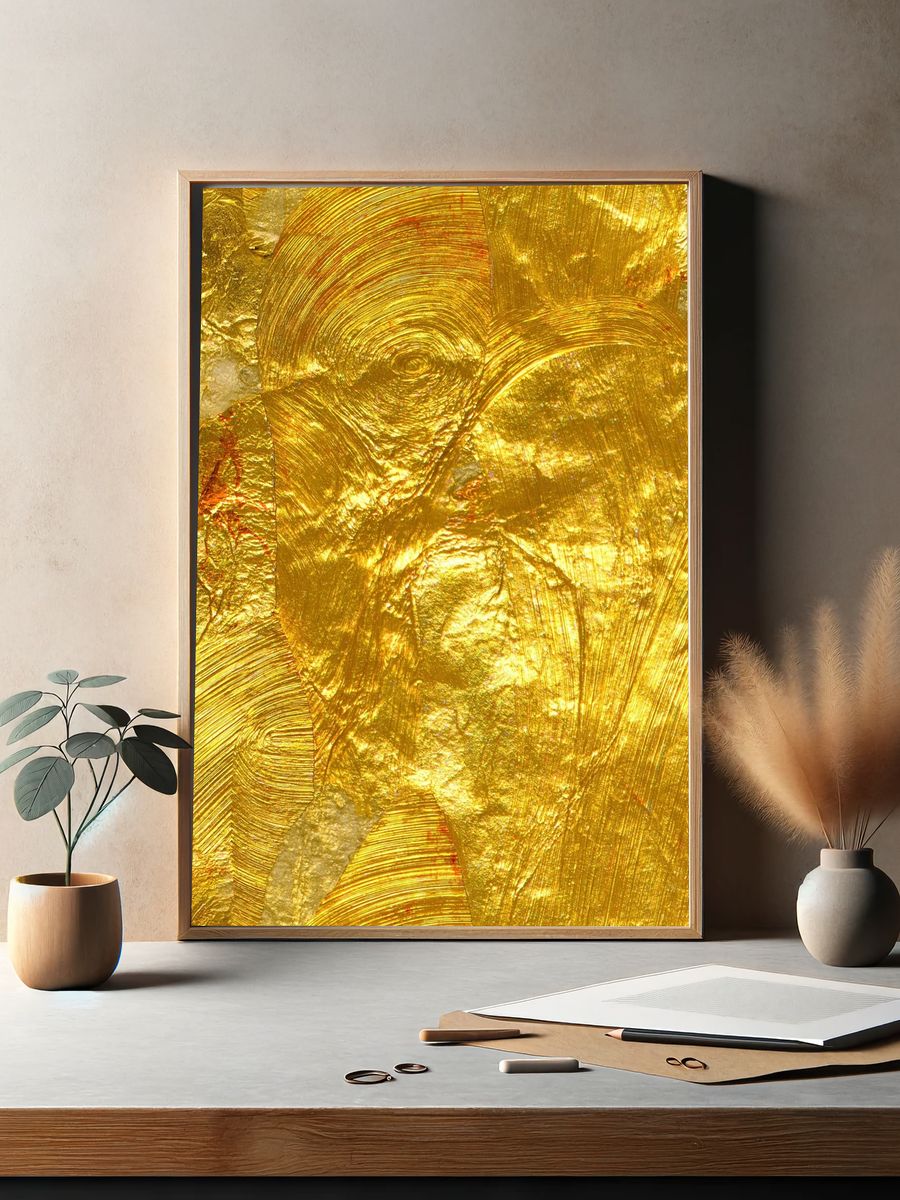 Golden Texture Abstract Poster. — room view 2
