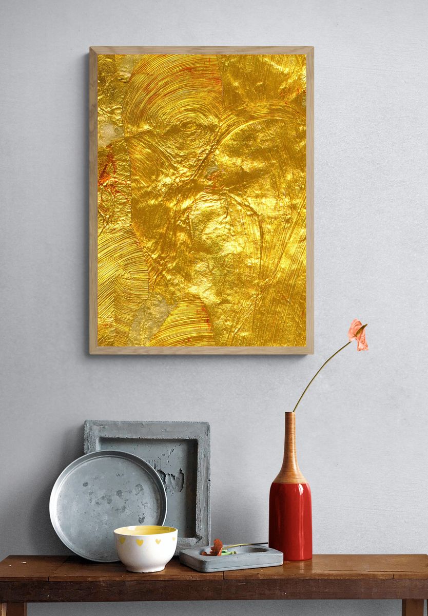 Golden Texture Abstract Poster. — room view 3