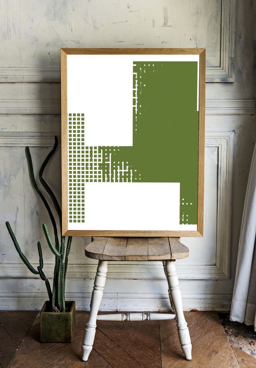 Olive Grid Abstract Poster. room preview