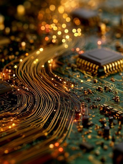 Circuit Board Glow Abstract Print.