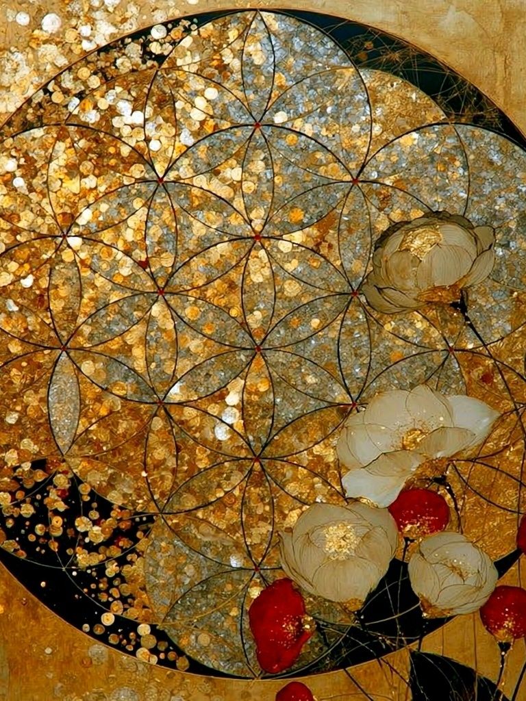 Golden Floral Mandala Poster. poster detail