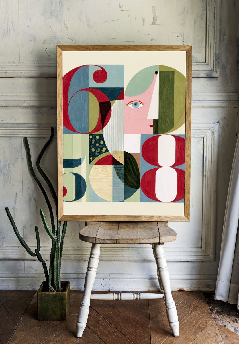 Geometric Face Abstract Poster. — room view 1